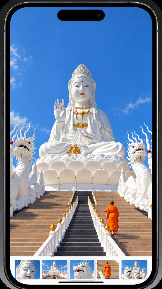 Photo de voyage sélectionnée sur un téléphone pour créer une affiche personnalisée