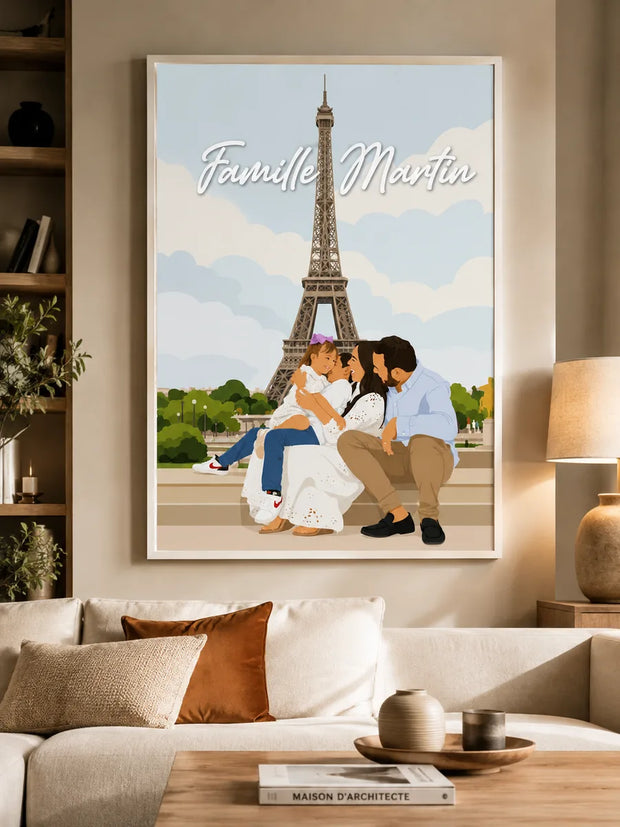 Affiche famille encadrée et accrochée chez vous