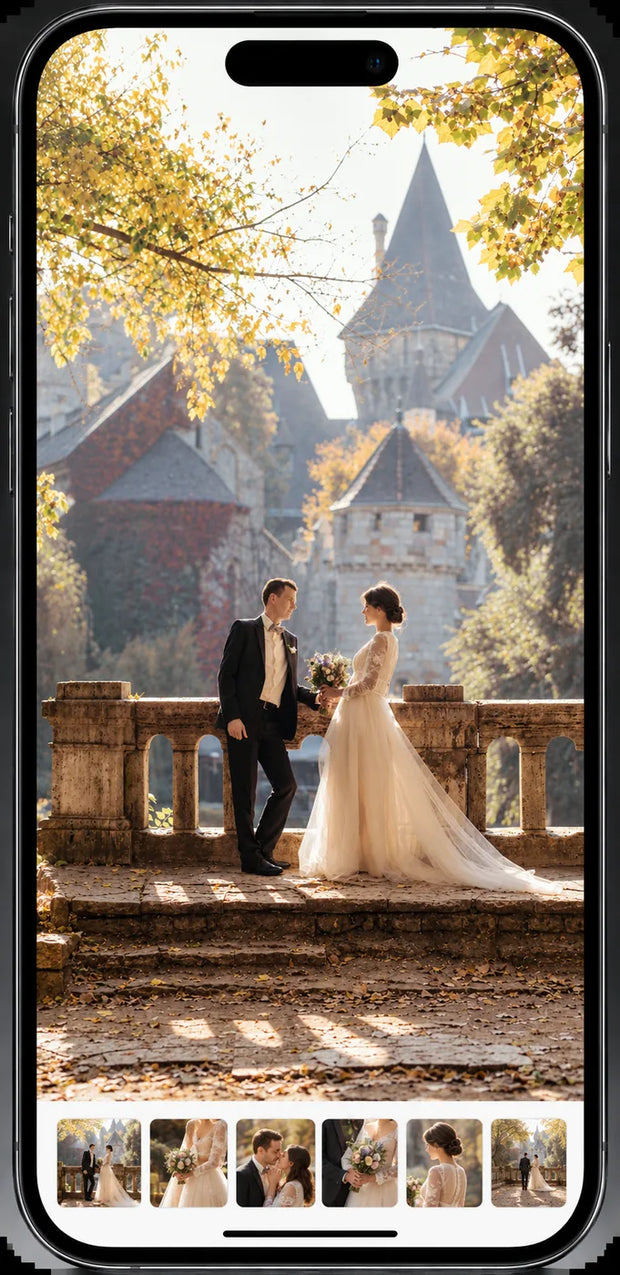 Photo de mariage sélectionnée sur un téléphone pour créer une affiche personnalisée