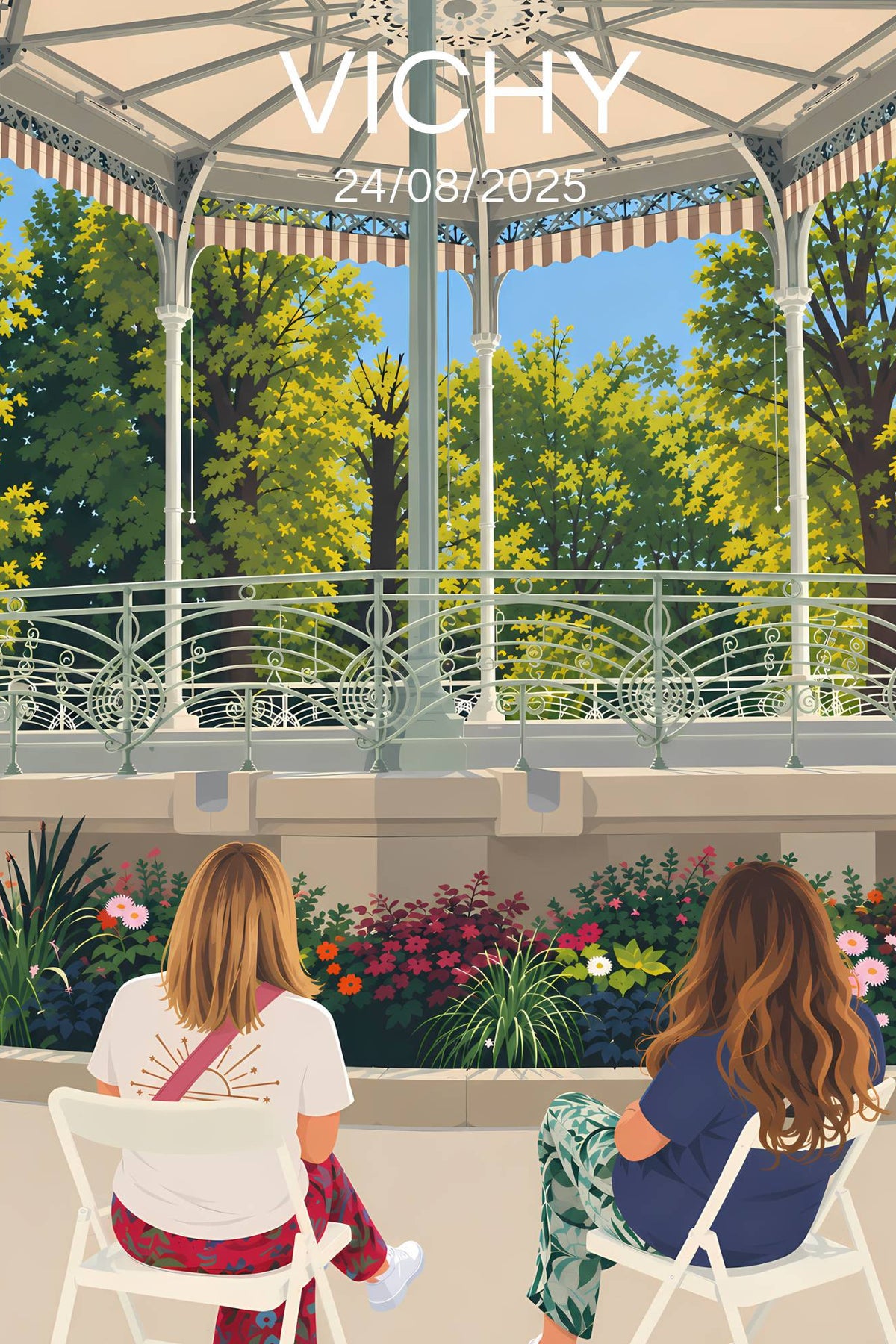 La même scène transformée en affiche illustrée Vichy, France