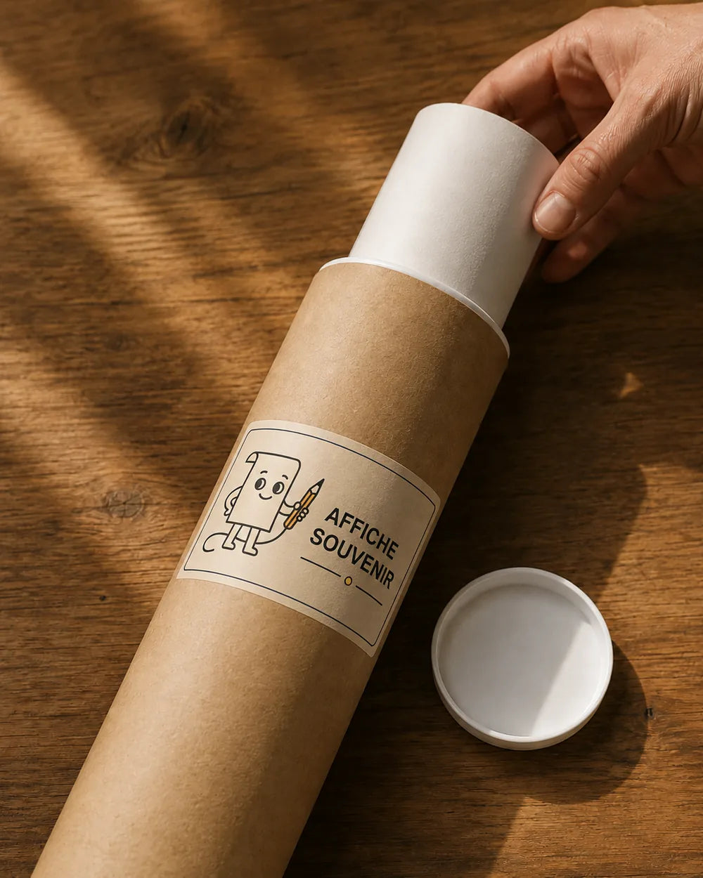 Affiche personnalisée famille livrée dans un emballage soigné, tube kraft rigide
